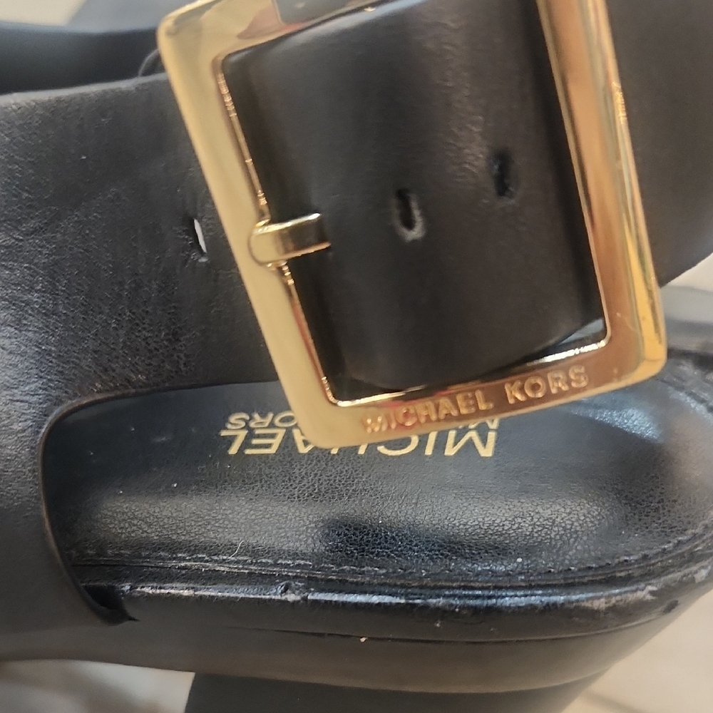 Michael Kors Platform Heels – Black Leather & MK Logo Strap – Women’s Size10 - Picture 3 of 7